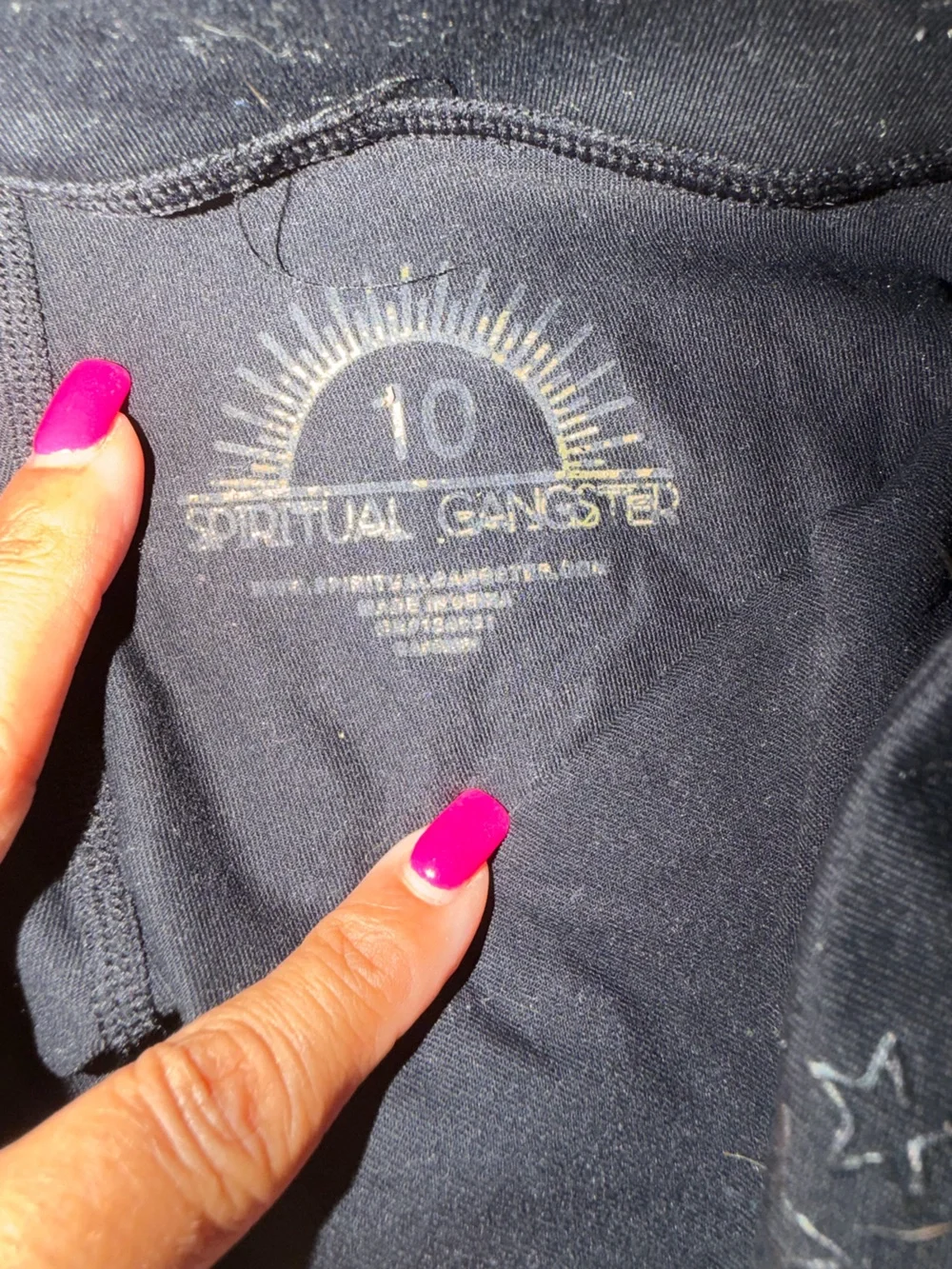 Spiritual Gangster girls black star print active leggings size 10